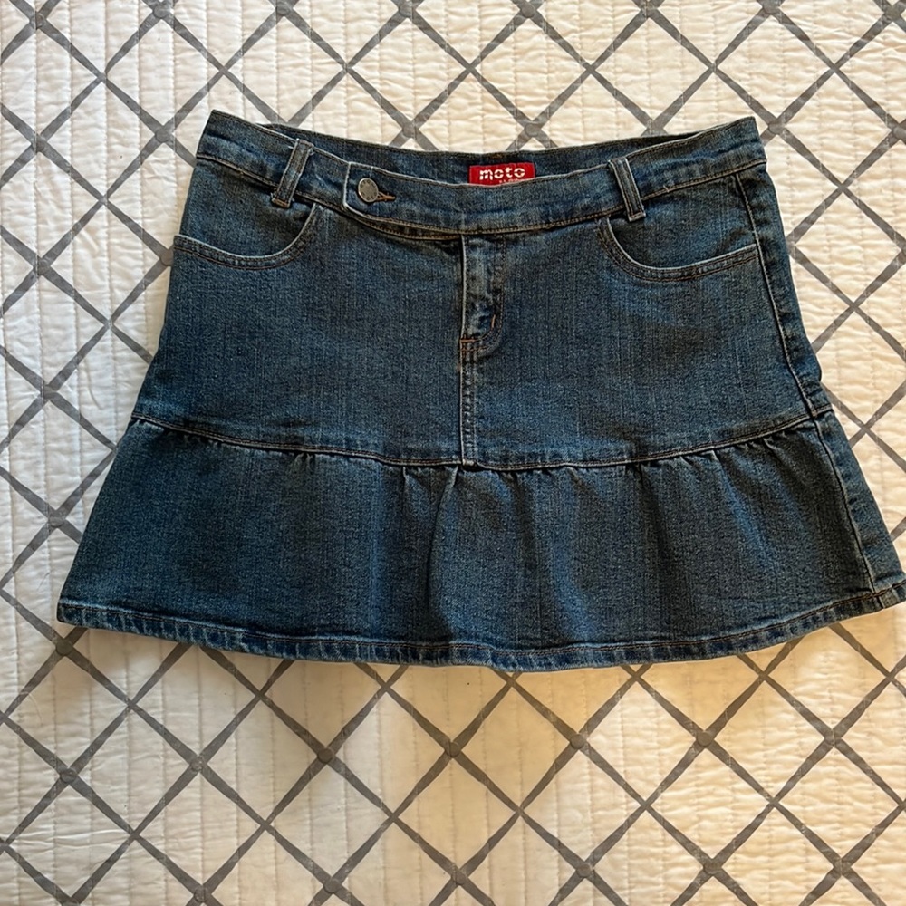 Moto ruffled denim mini skirt size 30
